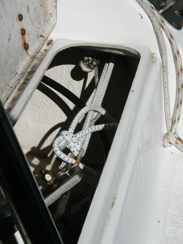 Use a bungee cord when Uflex cable breaks and will not "pull" rudder